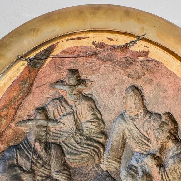 Vintage Oriental “Playing Board Games” Solid Bronze/Brass Decor Charger, 12.5” - Picture 5 of 6